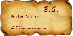 Braier Sára névjegykártya